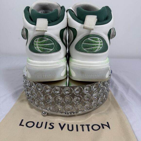 Louis Vuitton Trainer 2 Sneakers Boot White Green size USA 9 Vintage Basketball - Picture 5 of 11